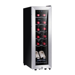 12 Bottle Wine Cooler 1.2 Cu.ft Free Standing 12 Bottle Wine Fridge with Glass Door with Concealed Handle